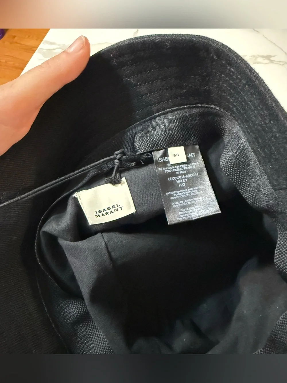 Isabel Marant Haley Bucket Hat, Black size 58 NWT